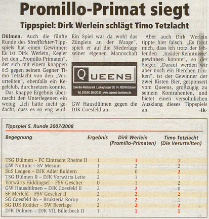 Streiflichterbericht vom 10.10.07