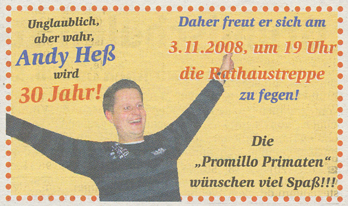 Streiflichteranzeige vom 29.10.08